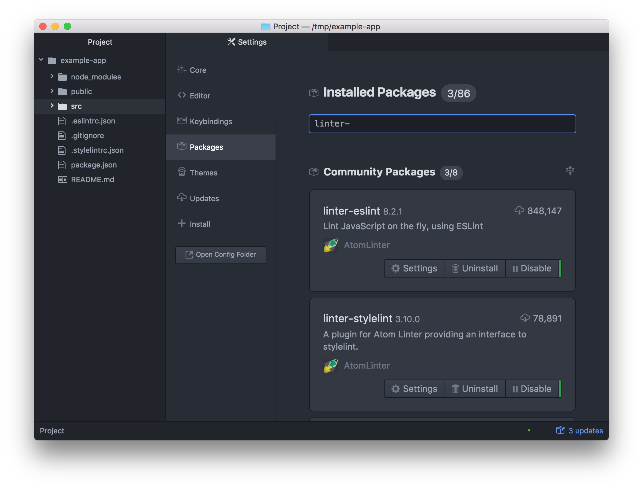 Linter packages in Atom