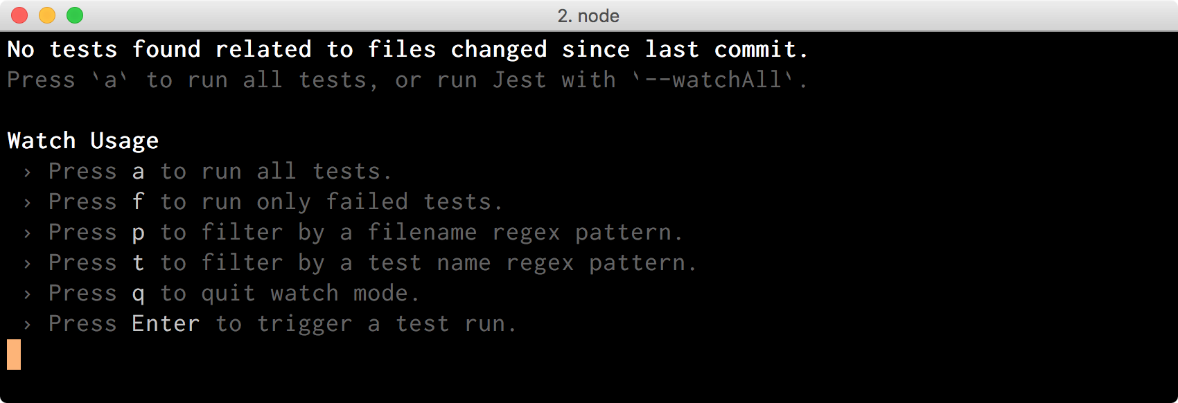 Jest running tests only for changed files